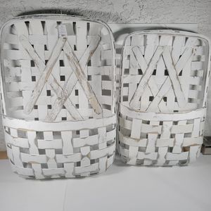 Source Unknown White Woven Wall Baskets
